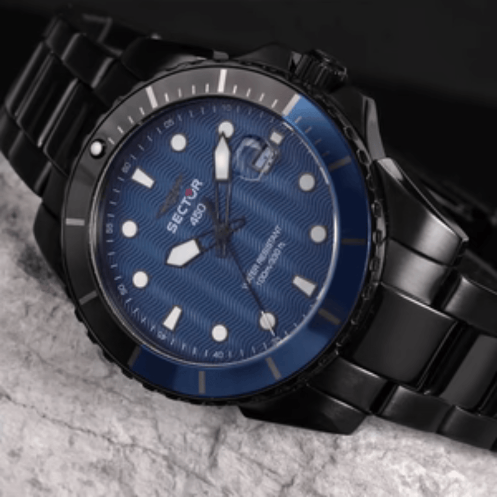 Sector Watch Sector 450 Blue Dial Black Bracelet Watch Brand