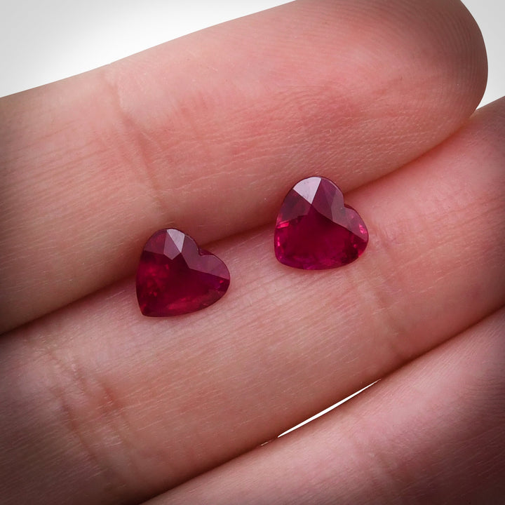 2.91 Carat Red Heart Rubies Pair
