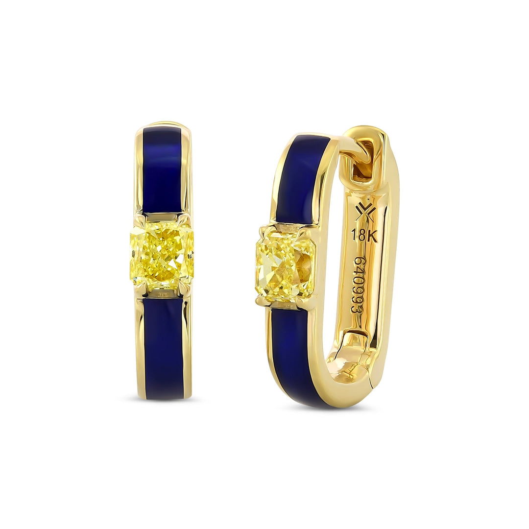 Leibish Round Brillant Hoop Earrings
